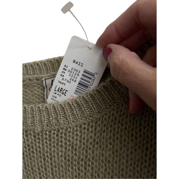 Vintage Bass Y2K mohair blend crewneck sweater men’s L taupe tan New Deadstock - Picture 3 of 5
